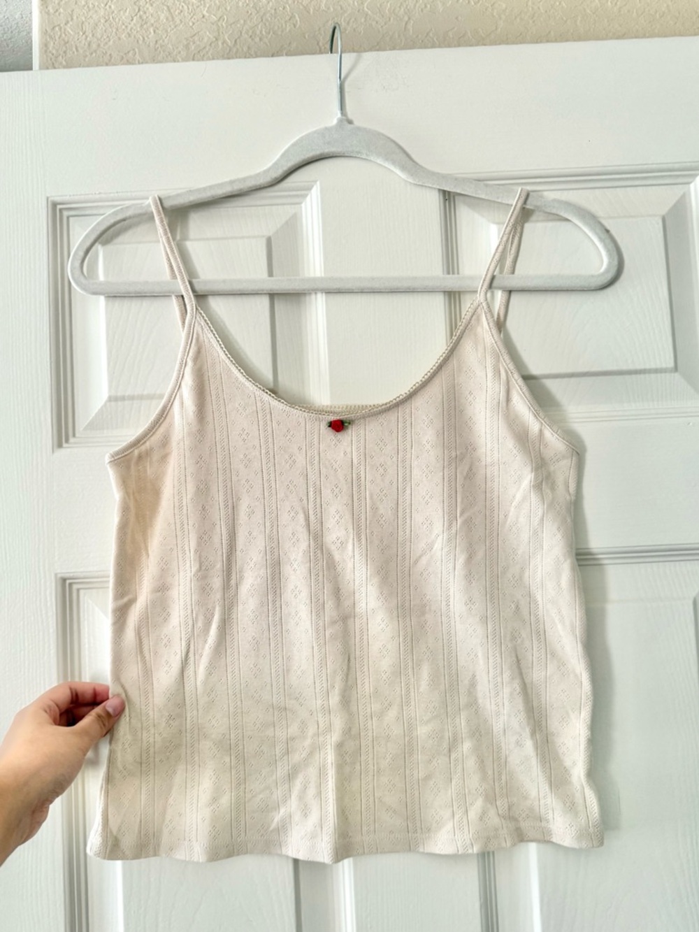 Things Between Cream Mini Rosebud Pointelle Cami Tank